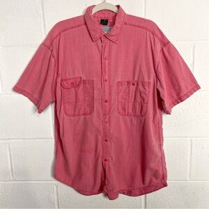 Vintage 80's Gitano‎ Men's Button Up Shirt Sleeve Shirt Pink Preppy Retro Size M